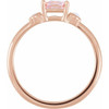 Rose Gold 14 Karat 8x6 mm Natural Pink Morganite and Natural White Fire Opal Ring