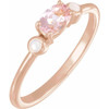Rose Gold 14 Karat 6x4 mm Natural Pink Morganite and Natural White Fire Opal Ring