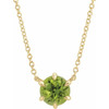 Peridot Gem in 14 Karat Yellow Gold Peridot Solitaire 16 inch Necklace .