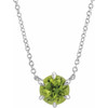 Peridot Gem in Platinum Peridot Solitaire 18 inch Necklace .