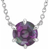 Sterling Silver Lab Grown Alexandrite Solitaire 16 inch Necklace.