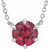 Sterling Silver Grown Ruby Solitaire 16 inch Necklace .