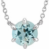 Sterling Silver Aquamarine Gem Solitaire 18 inch Necklace .