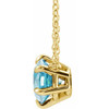 14 Karat Yellow Gold Aquamarine Gem Solitaire 16 inch Necklace .