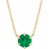 Emerald Necklace in 14 Karat Yellow Gold Emerald Solitaire 18 inch Necklace .