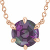 Created Alexandrite Necklace in 14 Karat Rose Gold Created Alexandrite Solitaire 16 inch Necklace