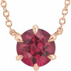 Created Ruby Necklace in 14 Karat Rose Gold Created Ruby Solitaire 18 inch Necklace