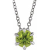 Peridot Gem in Platinum Peridot Solitaire 16 inch Necklace.