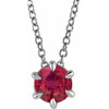 Platinum 5 mm Lab Grown Ruby Solitaire 16 inch Necklace