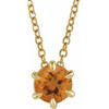 Golden Citrine Gem in 14 Karat Yellow Gold Citrine Solitaire 16 inch Necklace.