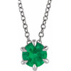 14 Karat White Gold 6 mm Lab Grown Emerald Solitaire 16 inch Necklace