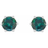 Platinum 4 mm Lab Grown Alexandrite and .03 Carat Natural Diamond Crown Earrings