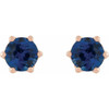 14 Karat Rose Gold 4 mm Lab Grown Blue Sapphire and .03 Carat Natural Diamond Crown Earrings
