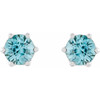 Platinum 4 mm Natural Blue Zircon and .03 Carat Natural Diamond Crown Earrings