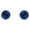 Sterling Silver 4 mm Lab Grown Blue Sapphire and .03 Carat Natural Diamond Crown Earrings