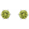 Sterling Silver 4 mm Natural Peridot and .03 Carat Natural Diamond Crown Earrings