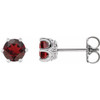 14 Karat White Gold 4 mm Mozambique Garnet and .03 Carat Diamond Crown Earrings