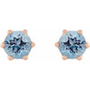 14 Karat Rose Gold 4 mm Natural Aquamarine and .03 Carat Natural Diamond Crown Earrings