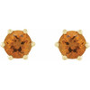 14 Karat Yellow Gold 4 mm Natural Citrine and .03 Carat Natural Diamond Crown Earrings