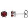 Sterling Silver 4 mm Natural Mozambique Garnet and .03 Carat Natural Diamond Crown Earrings