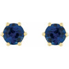 14 Karat Yellow Gold 4 mm Natural Blue Sapphire and .03 Carat Natural Diamond Crown Earrings