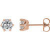 14 Karat Rose Gold 4 mm Natural White Sapphire and .03 Carat Natural Diamond Crown Earrings