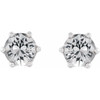 14 Karat White Gold 4 mm Natural White Sapphire and .03 Carat Natural Diamond Crown Earrings