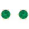 14 Karat Yellow Gold 4 mm Lab Grown Emerald and .03 Carat Natural Diamond Crown Earrings