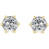 14 Karat Yellow Gold 6 mm Natural White Sapphire and .03 Carat Natural Diamond Crown Earrings