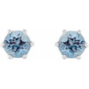 Platinum 4 mm Natural Aquamarine and .03 Carat Natural Diamond Crown Earrings