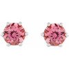 Sterling Silver 6 mm Natural Pink Tourmaline and .03 Carat Natural Diamond Crown Earrings