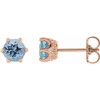 14 Karat Rose Gold 6 mm Natural Aquamarine and .03 Carat Natural Diamond Crown Earrings