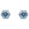 Platinum 6 mm Natural Aquamarine and .03 Carat Natural Diamond Crown Earrings