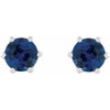 14 Karat White Gold 6 mm Lab Grown Blue Sapphire and .03 Carat Natural Diamond Crown Earrings