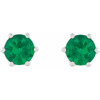 14 Karat White Gold 6 mm Lab Grown Emerald and .03 Carat Natural Diamond Crown Earrings
