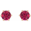 14 Karat Rose Gold 6 mm Lab Grown Ruby and .03 Carat Natural Diamond Crown Earrings