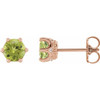 14 Karat Rose Gold 6 mm Natural Peridot and .03 Carat Natural Diamond Crown Earrings