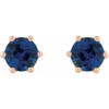 14 Karat Rose Gold 6 mm Lab Grown Blue Sapphire and .03 Carat Natural Diamond Crown Earrings