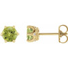 14 Karat Yellow Gold 6 mm Natural Peridot and .03 Carat Natural Diamond Crown Earrings