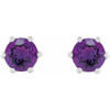 Platinum 6 mm Natural Amethyst and .03 Carat Natural Diamond Crown Earrings