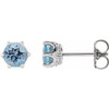 Sterling Silver 5 mm Natural Aquamarine and .03 Carat Natural Diamond Crown Earrings