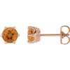 14 Karat Rose Gold 5 mm Natural Citrine and .03 Carat Natural Diamond Crown Earrings