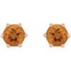 14 Karat Rose Gold 5 mm Natural Citrine and .03 Carat Natural Diamond Crown Earrings