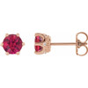 14 Karat Rose Gold 5 mm Natural Ruby and .03 Carat Natural Diamond Crown Earrings