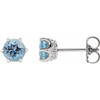 Sterling Silver 6 mm Natural Aquamarine and .03 Carat Natural Diamond Crown Earrings