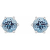 Sterling Silver 6 mm Natural Aquamarine and .03 Carat Natural Diamond Crown Earrings