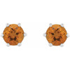 14 Karat White Gold 5 mm Natural Citrine and .03 Carat Natural Diamond Crown Earrings
