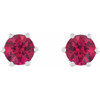 Platinum 5 mm Natural Ruby and .03 Carat Natural Diamond Crown Earrings