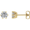 14 Karat Yellow Gold 5 mm Natural White Sapphire and .03 Carat Natural Diamond Crown Earrings