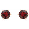 14 Karat Rose Gold 5 mm Mozambique Garnet and .03 Carat Diamond Crown Earrings